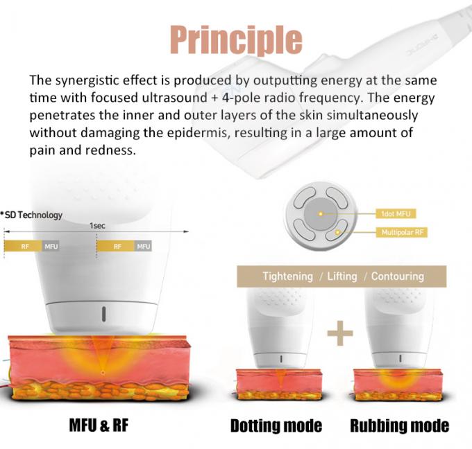 Machine multi-fonctionnelle MFU RF HIFU pour le resserrement et le levage de la peau du visage et du corps avec 4 poign&eacute;es et 10 cartouches