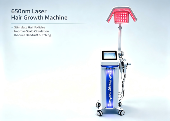 Thérapie par lumière rouge laser professionnelle 650nm 660nm Machine de beauté pour la perte de cheveux, le soulagement des démangeaisons du cuir chevelu, l'élimination des pellicules et le traitement de réparation des follicules pileux